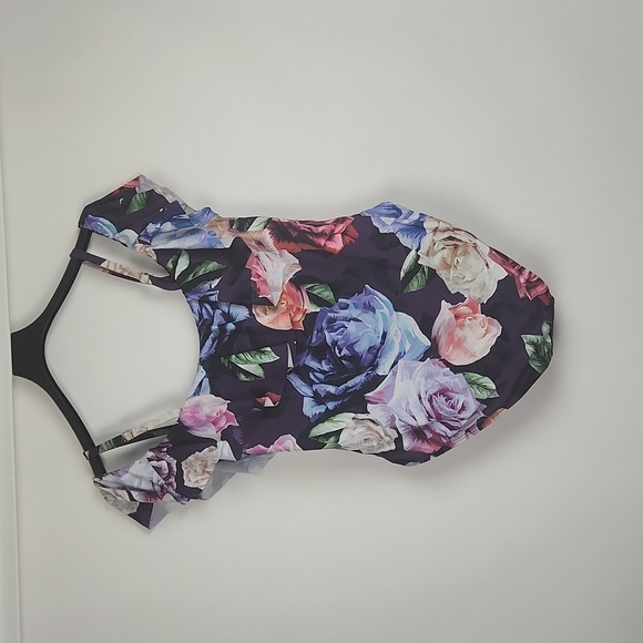 NWT LA BLANCA 22W one piece swimsuit purple with floral print - Picture 2 of 11